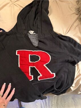 Black Hoodie with Large Red 'R' Patch